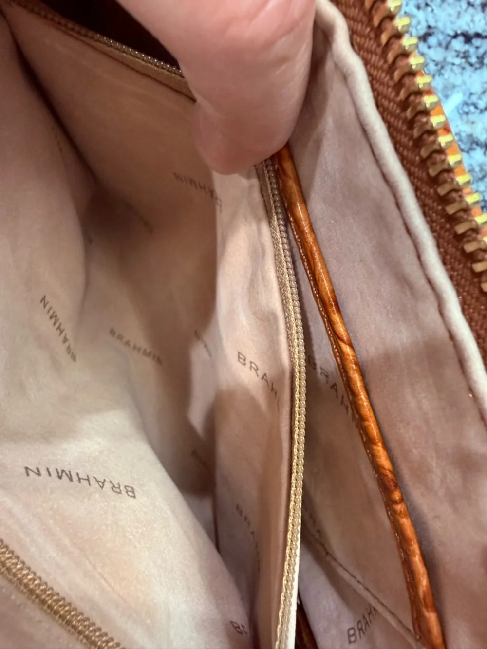 Brahmin Croc-Embossed Crossbody in Amber